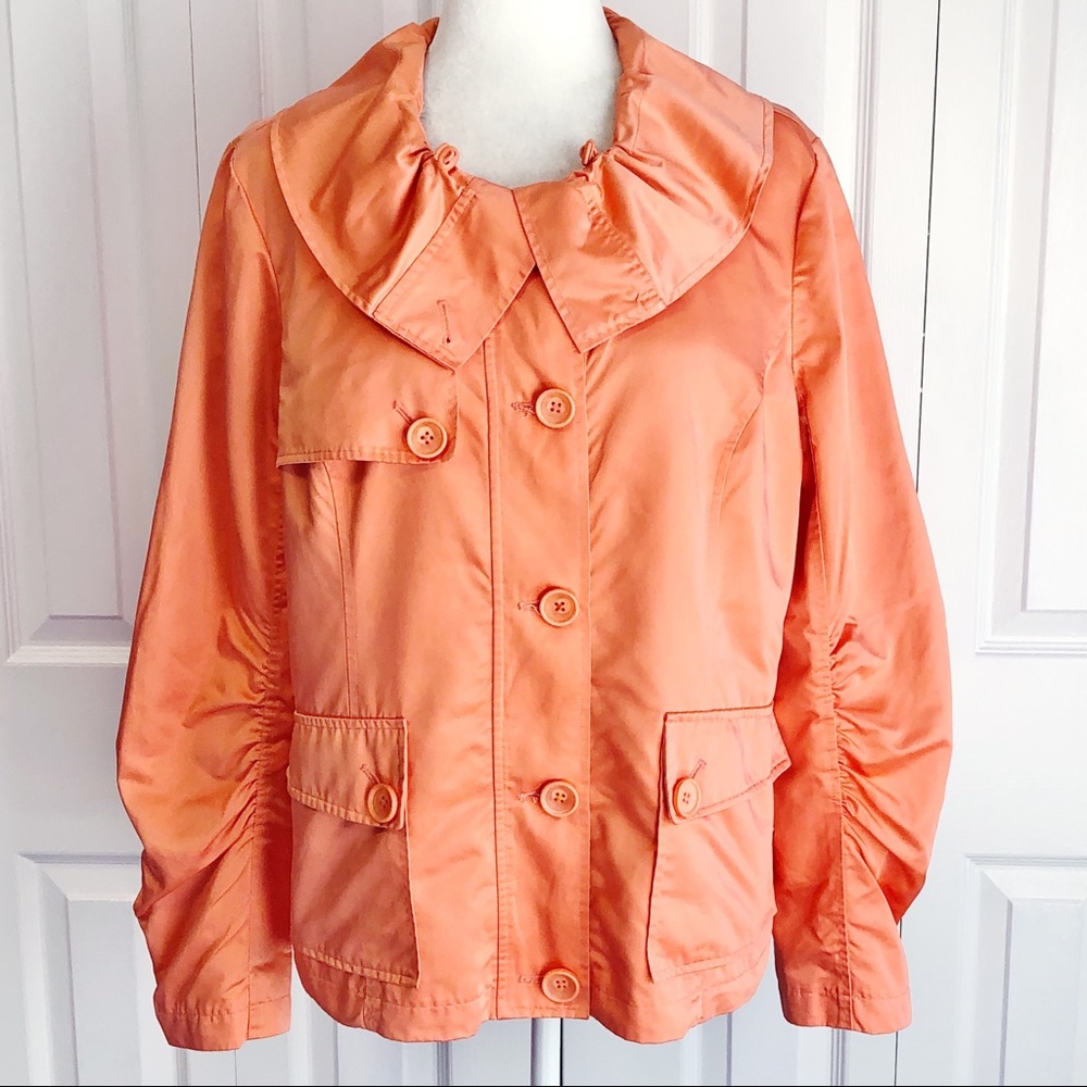 Inspired Style Peach Button Down Ruched Sleeve Jacket 16